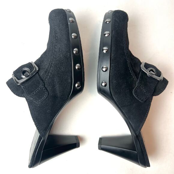 Stuart Weitzman Double Agent Black Suede Studded Mule Clogs Heels Sz 6.5 - Picture 8 of 10